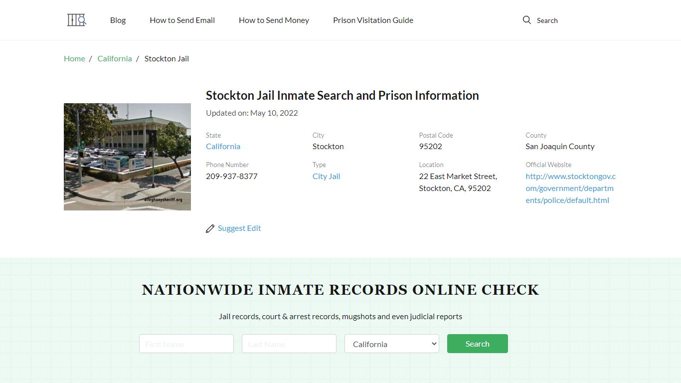 Stockton Jail Inmate Search, Visitation, Phone no ...